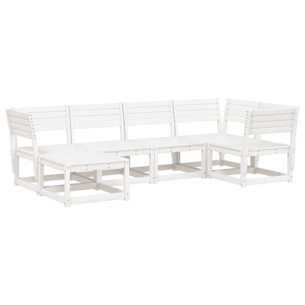 Set Divani da Giardino 6 pz Bianco in Legno Massello di Pino 3217031