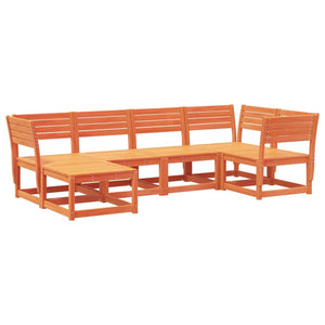 Set Divani da Giardino 6 pz Marrone Cera Legno Massello Pino 3217032