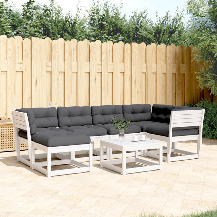 Set Divani Giardino 6pz con Cuscini Bianco Legno Massello Pinocod mxl 88503