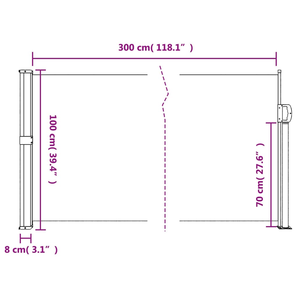 Tenda da Sole Laterale Retrattile Verde Scuro 100x300 cm 4004275