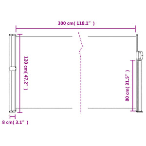 Tenda da Sole Laterale Retrattile Tortora 120x300 cm 4004289