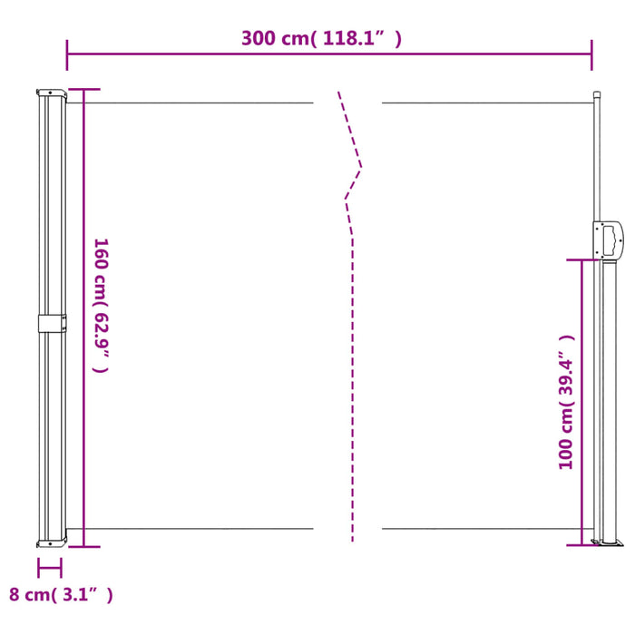 Tenda da Sole Laterale Retrattile Beige 160x300 cm 4004315