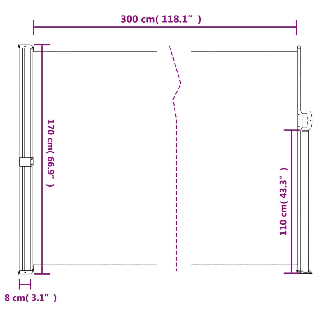 Tenda Laterale Retrattile Verde Scuro 170x300 cm 4004335