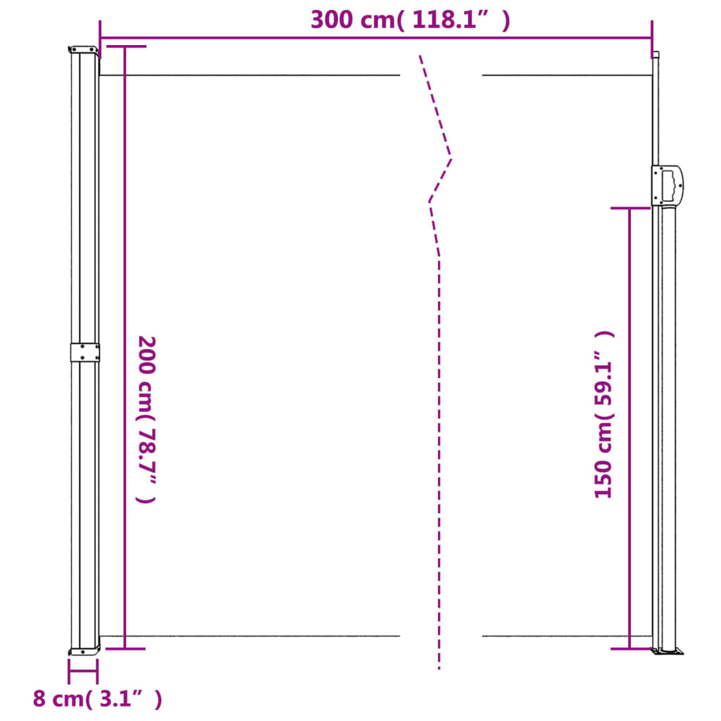 Tenda da Sole Laterale Retrattile Marrone 200x300 cm 4004359