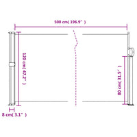 Tenda da Sole Laterale Retrattile Nera 120x500 cm 4004399