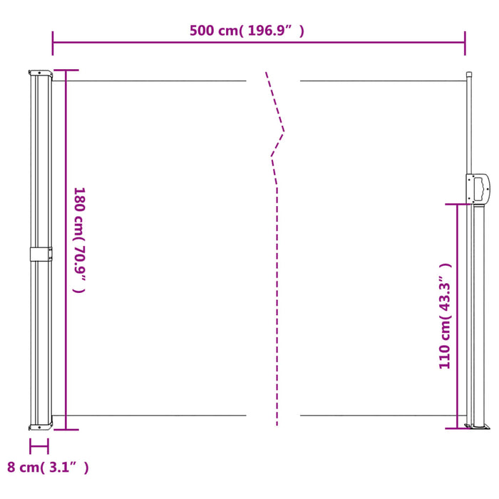 Tenda da Sole Laterale Retrattile Rossa 180x500 cm 4004447