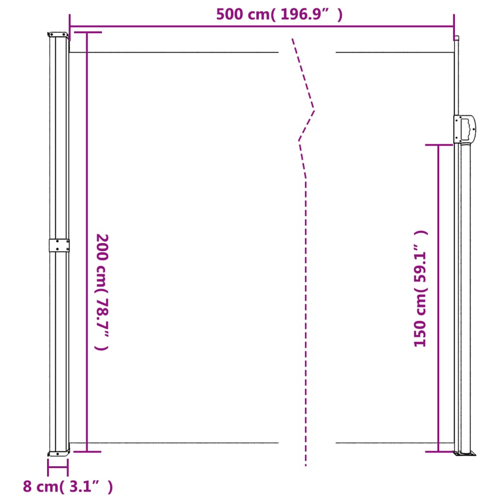 Tenda da Sole Laterale Retrattile Blu 200x500 cm 4004461