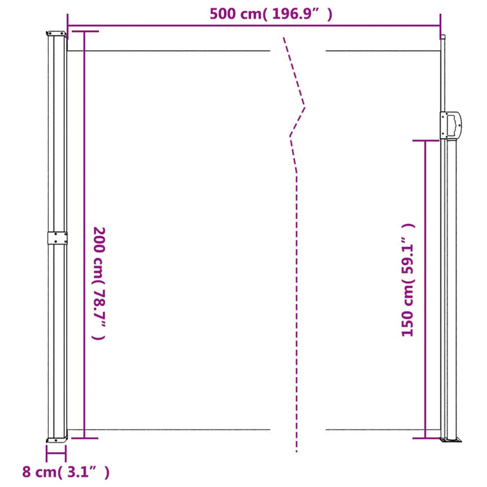 Tenda da Sole Laterale Retrattile Terracotta 200x500 cm 4004468