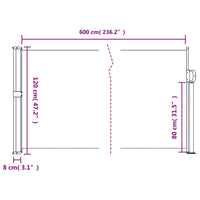 Tenda da Sole Laterale Retrattile Tortora 120x600 cm 4004499