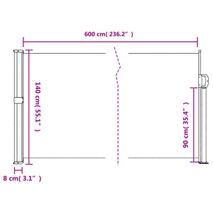 Tenda da Sole Laterale Retrattile Crema 140x600 cm 4004505