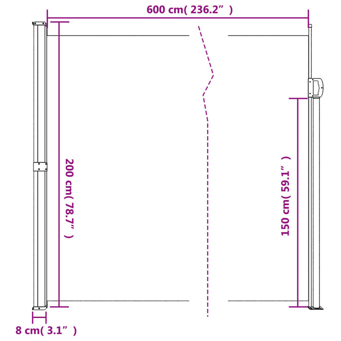 Tenda da Sole Laterale Retrattile Terracotta 200x600 cm 4004558