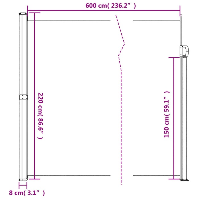 Tenda da Sole Laterale Retrattile Blu 220x600 cm 4004566