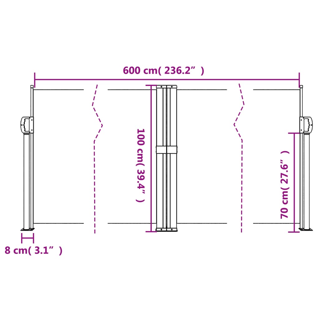 Tenda da Sole Laterale Retrattile Rossa 100x600 cm 4004582