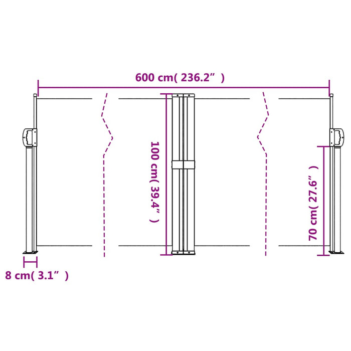 Tenda da Sole Laterale Retrattile Rossa 100x600 cm 4004582