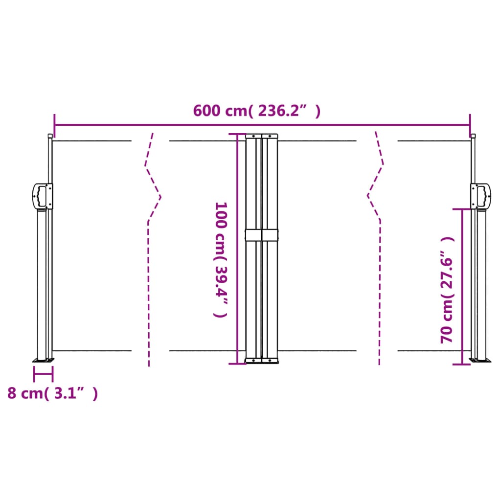 Tenda da Sole Laterale Retrattile Bianca 100x600 cm 4004586