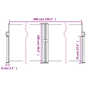 Tenda da Sole Laterale Retrattile Bianca 100x600 cm 4004586