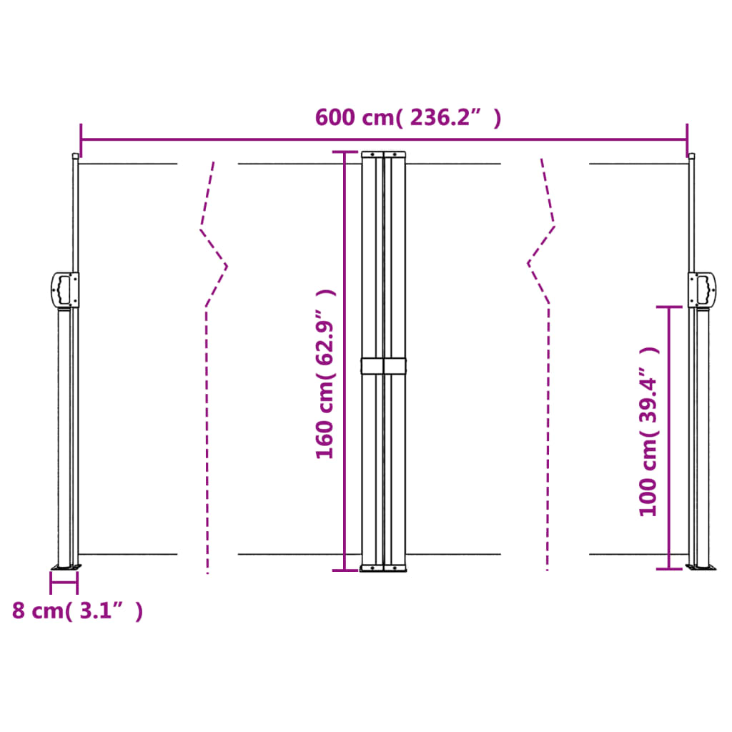 Tenda da Sole Laterale Retrattile Beige 160x600 cm 4004630