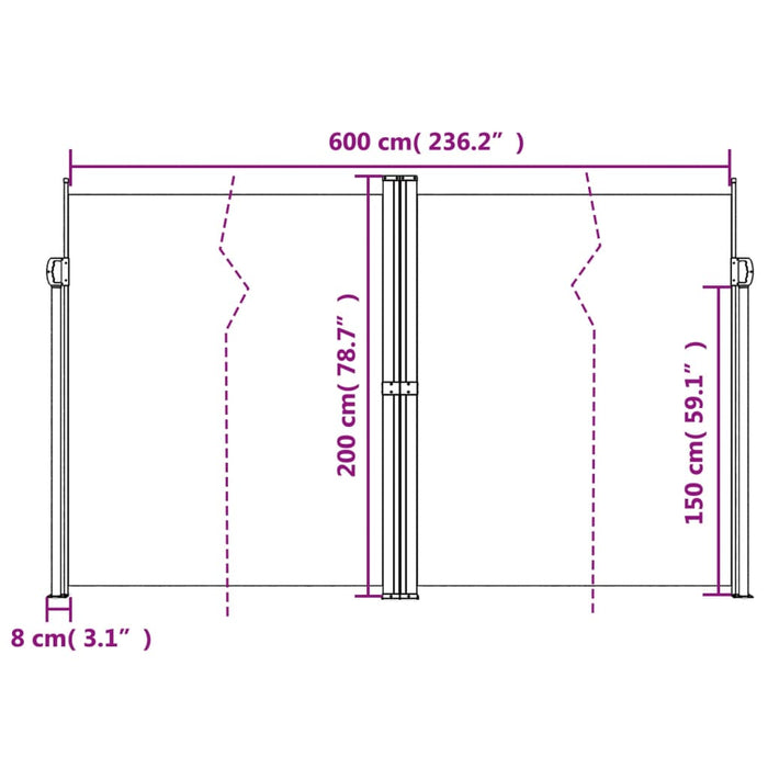 Tenda da Sole Laterale Retrattile Nera 200x600 cm 4004654