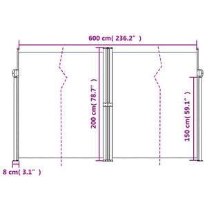 Tenda da Sole Laterale Retrattile Crema 200x600 cm 4004655