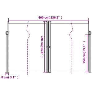 Tenda da Sole Laterale Retrattile Crema 220x600 cm 4004670