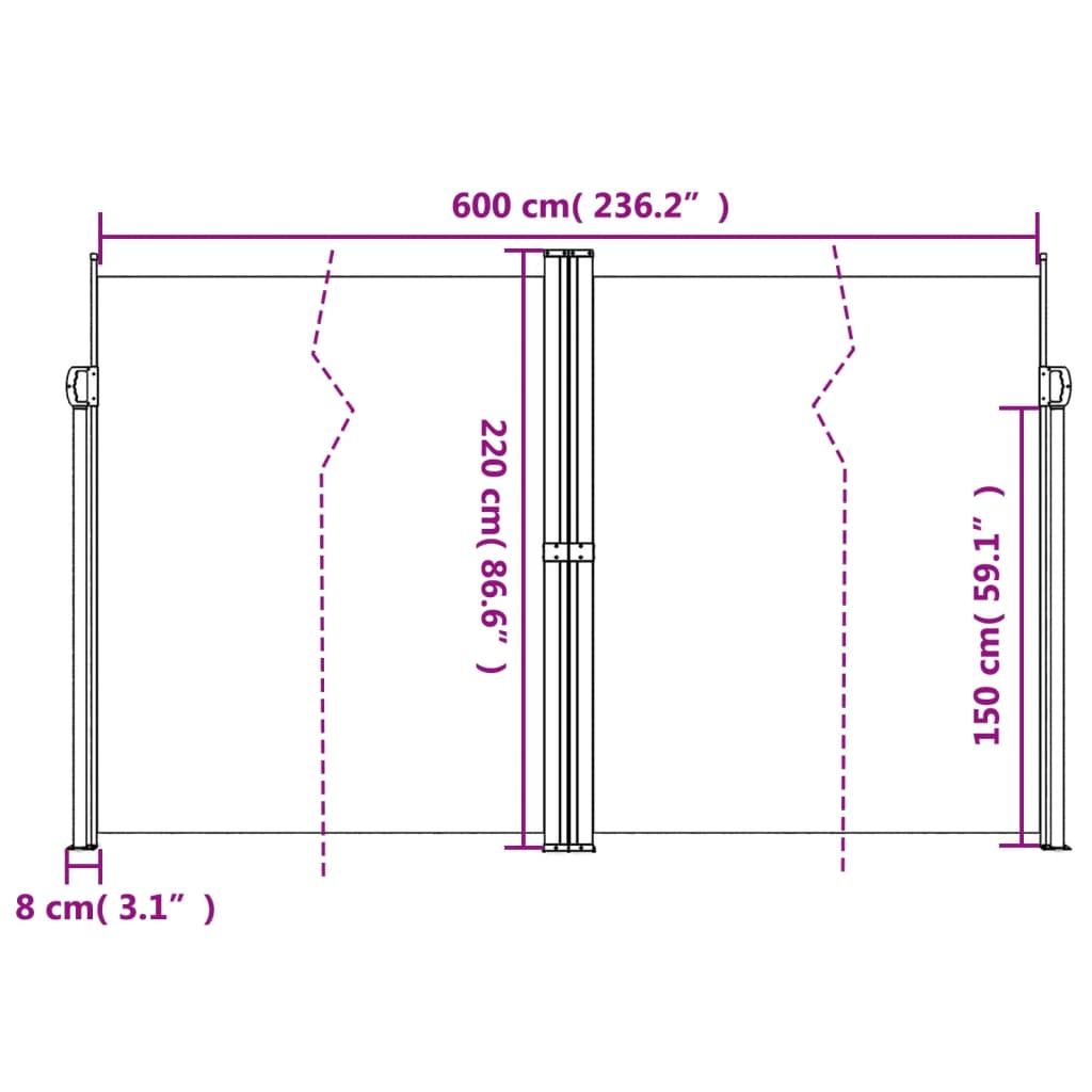 Tenda da Sole Laterale Retrattile Terracotta 220x600 cm 4004678