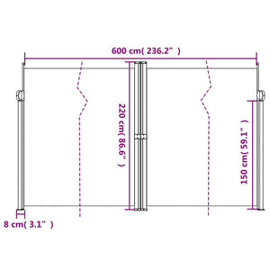 Tenda da Sole Laterale Retrattile Terracotta 220x600 cm 4004678