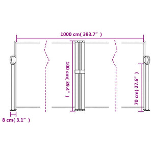 Tenda da Sole Laterale Retrattile Nera 100x1000 cm 4004684