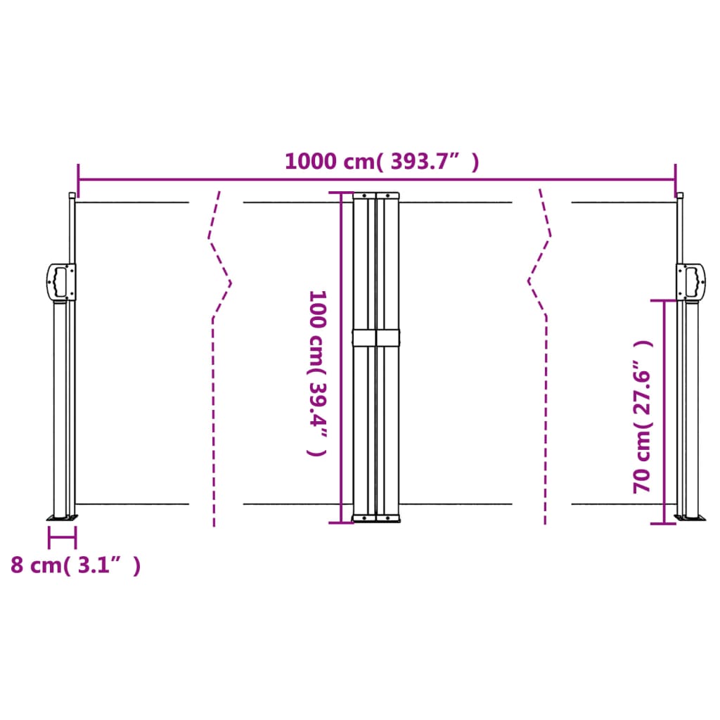 Tenda da Sole Laterale Retrattile Crema 100x1000 cm 4004685