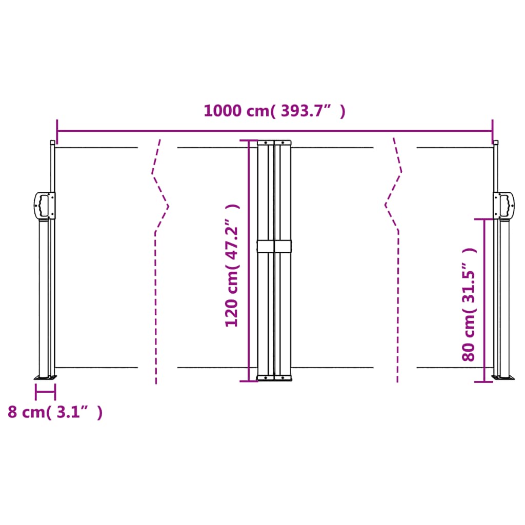 Tenda da Sole Laterale Retrattile Nera 120x1000 cm 4004699