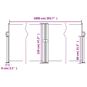 Tenda da Sole Laterale Retrattile Crema 120x1000 cm 4004700