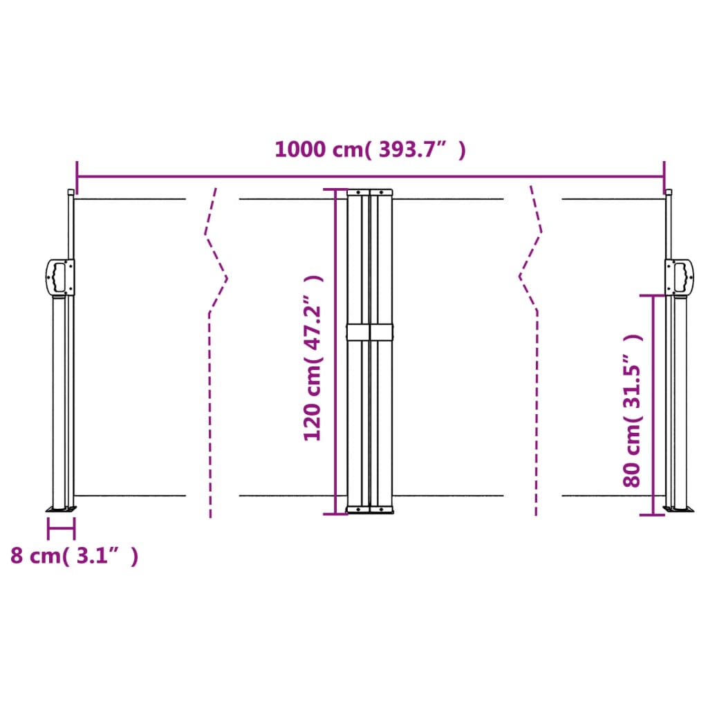 Tenda da Sole Laterale Retrattile Verde Scuro 120x1000 cm 4004710