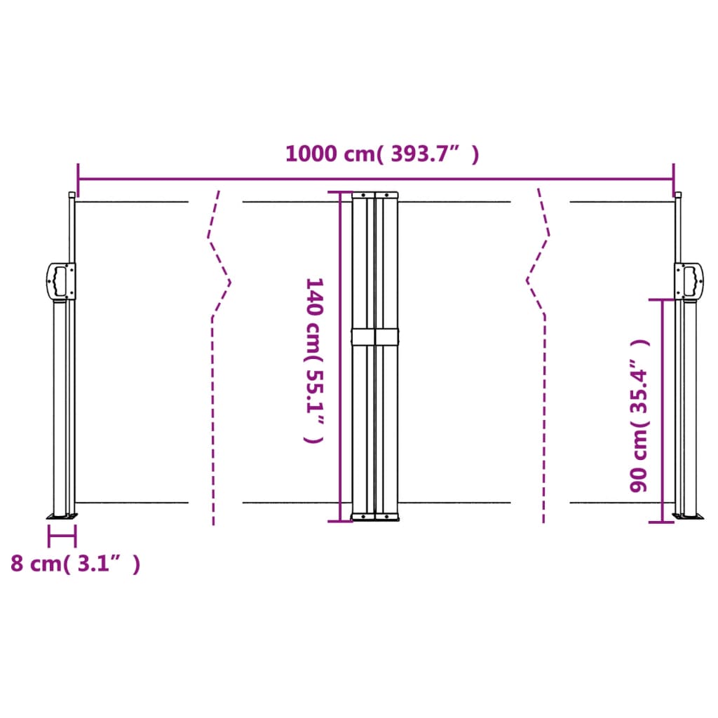 Tenda da Sole Laterale Retrattile Crema 140x1000 cm 4004715