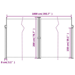 Tenda da Sole Laterale Retrattile Tortora 200x1000 cm 4004769