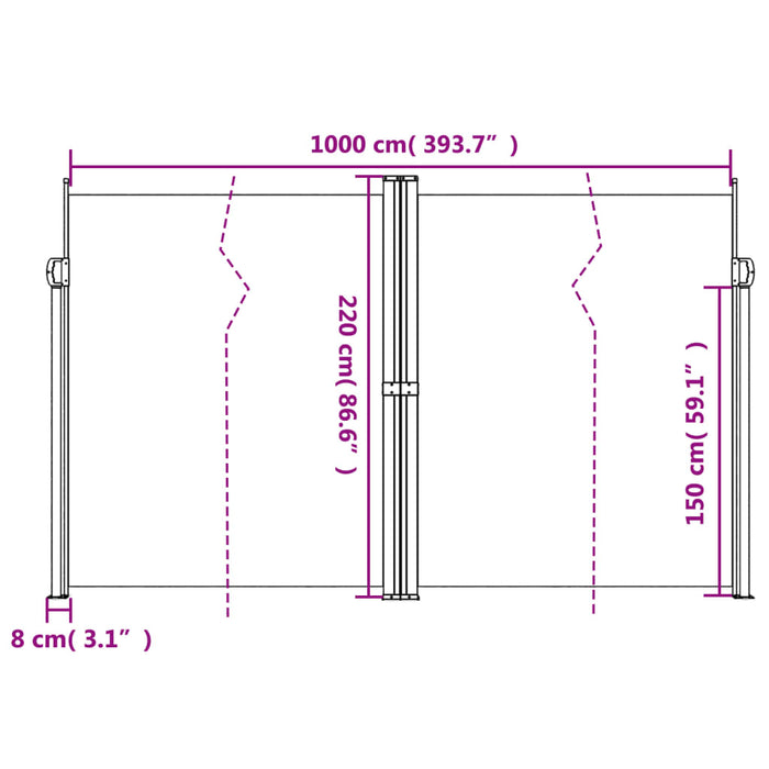 Tenda da Sole Laterale Retrattile Rossa 220x1000 cm 4004777