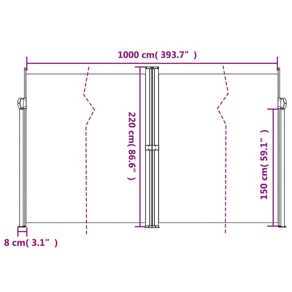 Tenda da Sole Laterale Retrattile Beige 220x1000 cm 4004780