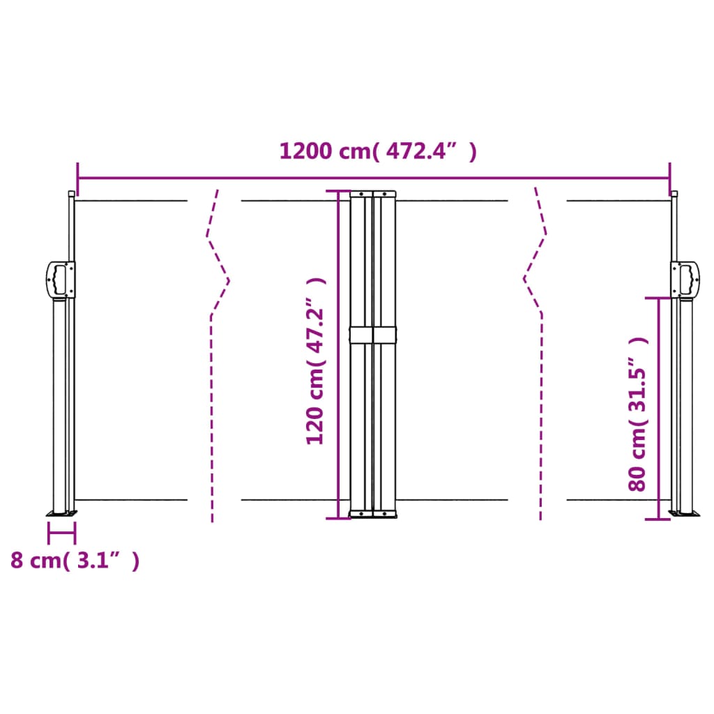 Tenda da Sole Laterale Retrattile Blu 120x1200 cm 4004791