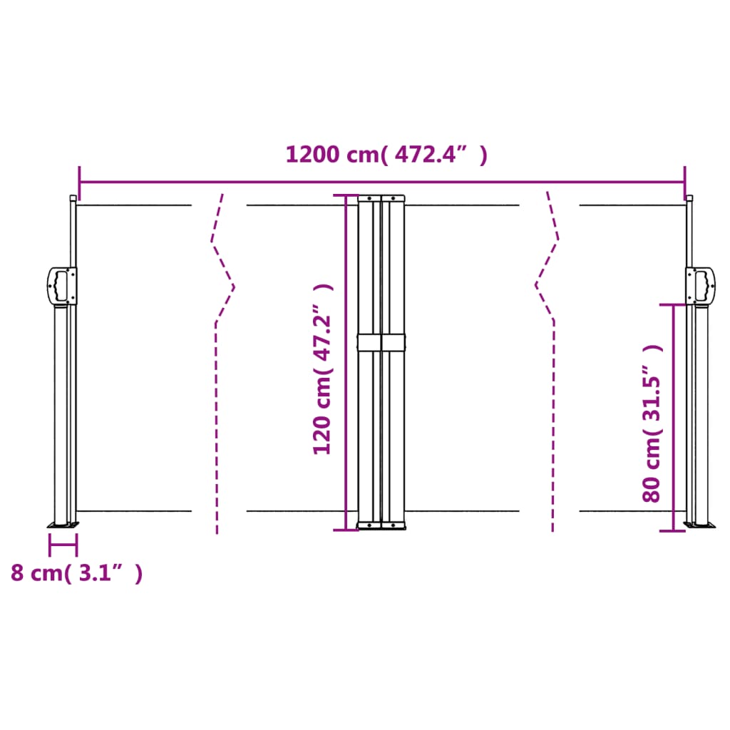 Tenda da Sole Laterale Retrattile Beige 120x1200 cm 4004795