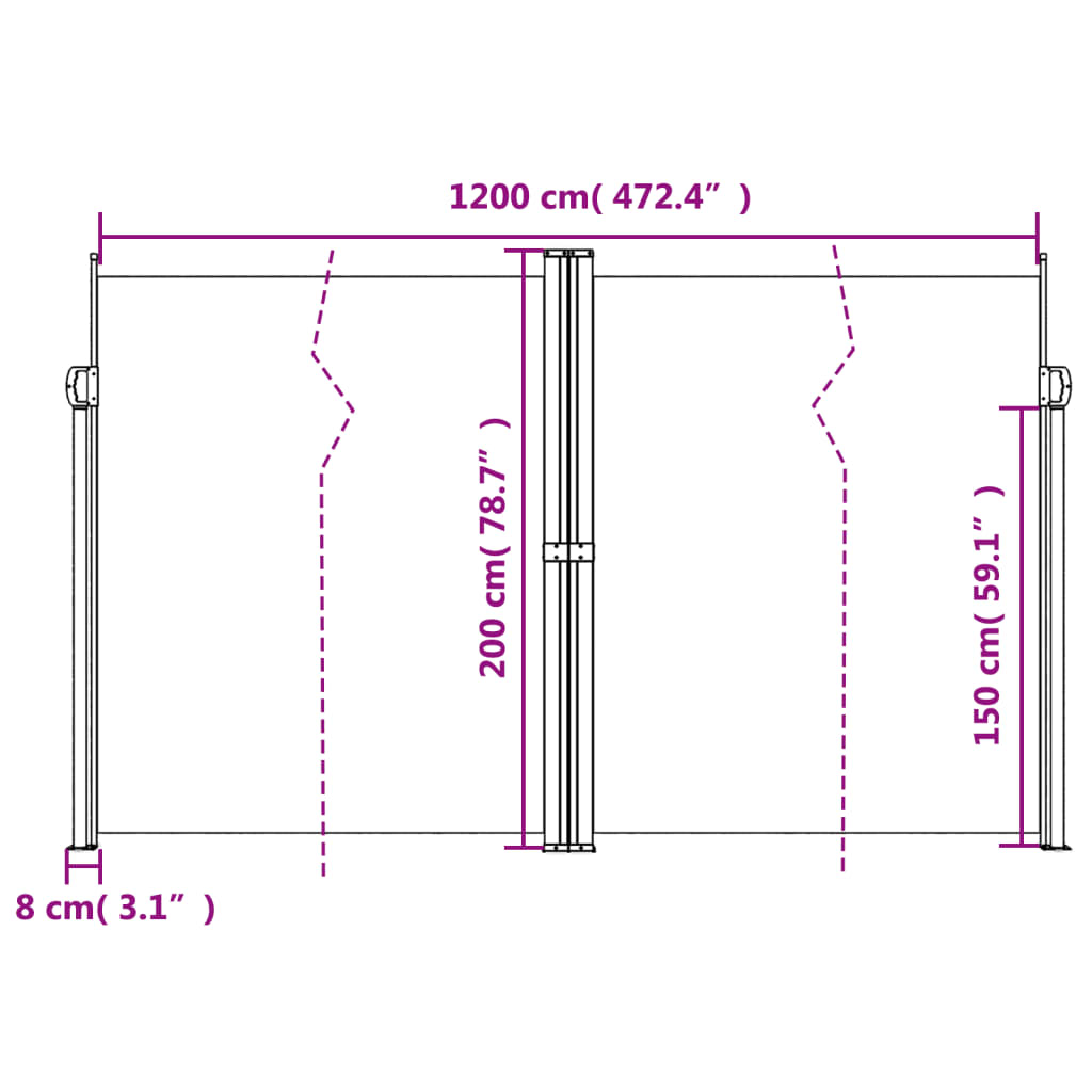 Tenda da Sole Laterale Retrattile Blu 200x600 cm 4004851