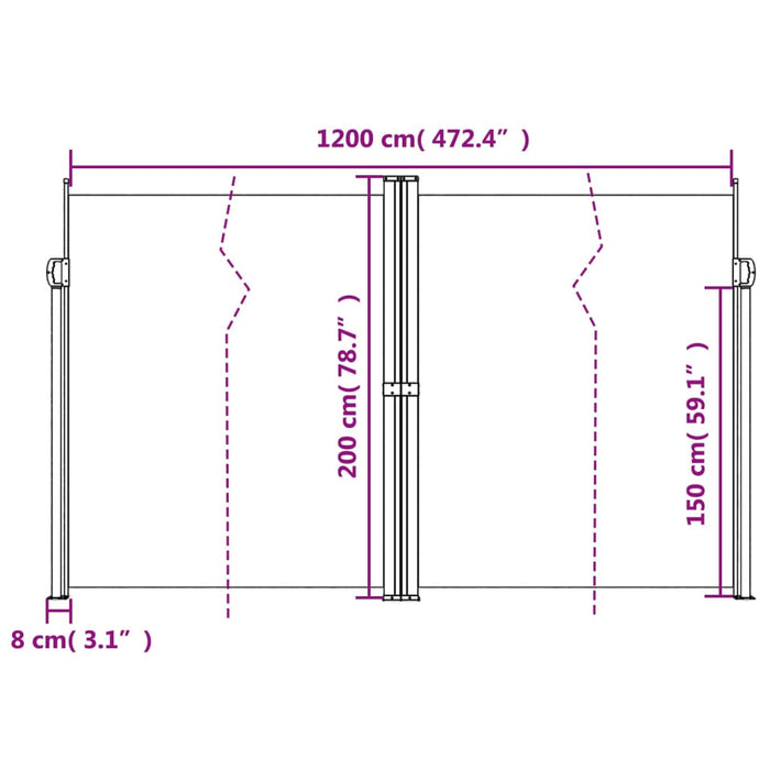 Tenda da Sole Laterale Retrattile Rossa 200x600 cm 4004852