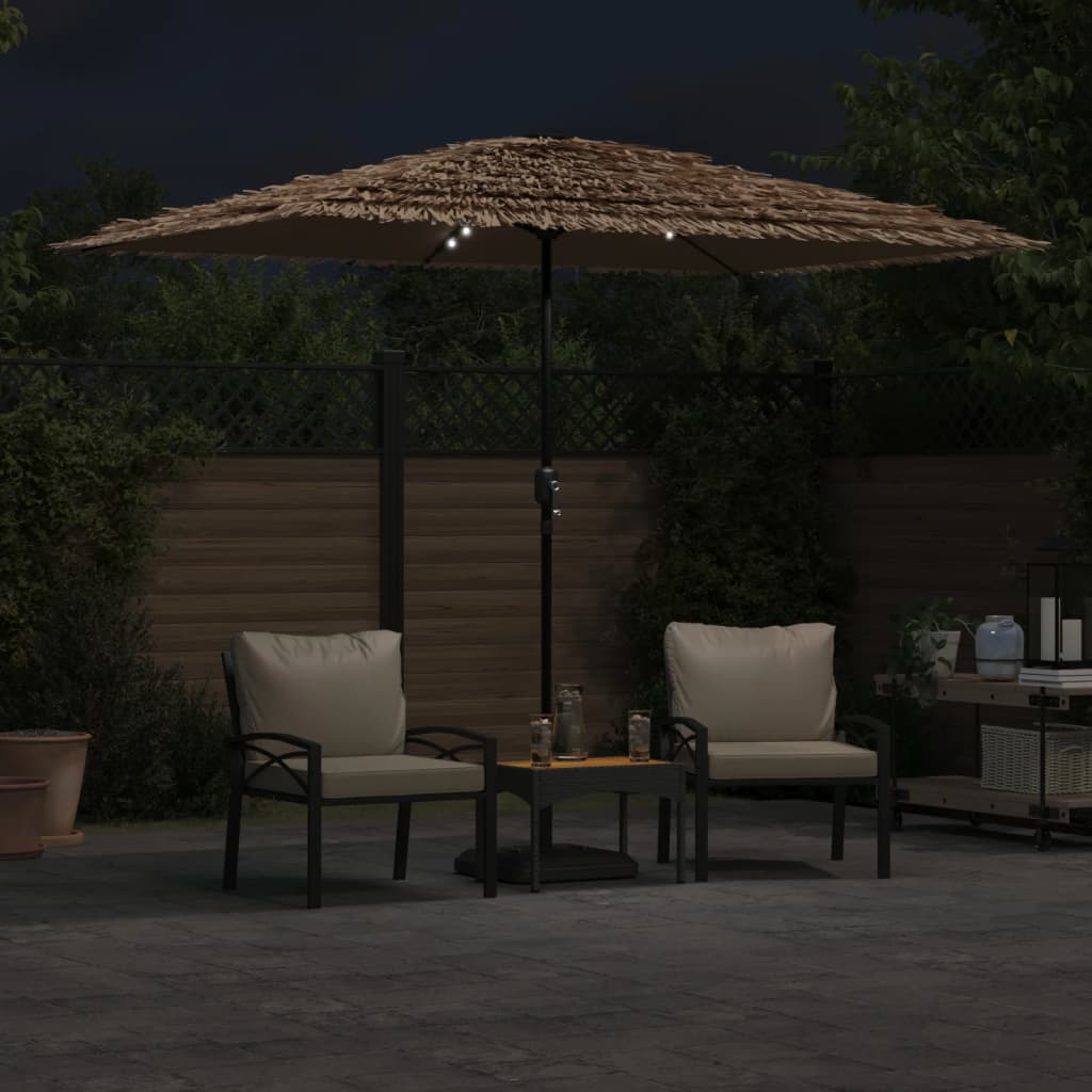 Ombrellone Giardino LED e Palo in Acciaio Marrone 300x200x250cm 4005118