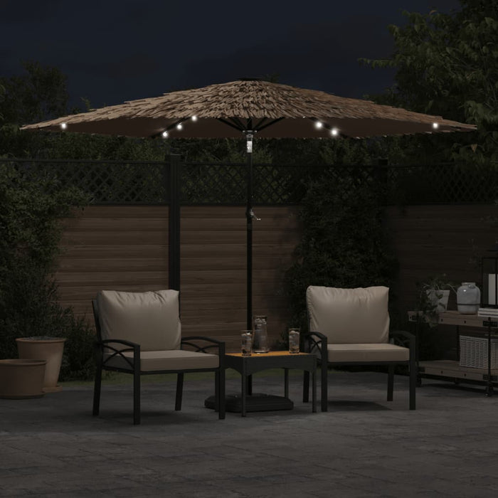 Ombrellone Giardino LED e Palo in Acciaio Marrone 288x288x225cm 4005121