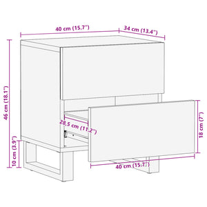 Comodino 40x33x46 cm in Legno Massello di Mango 377430