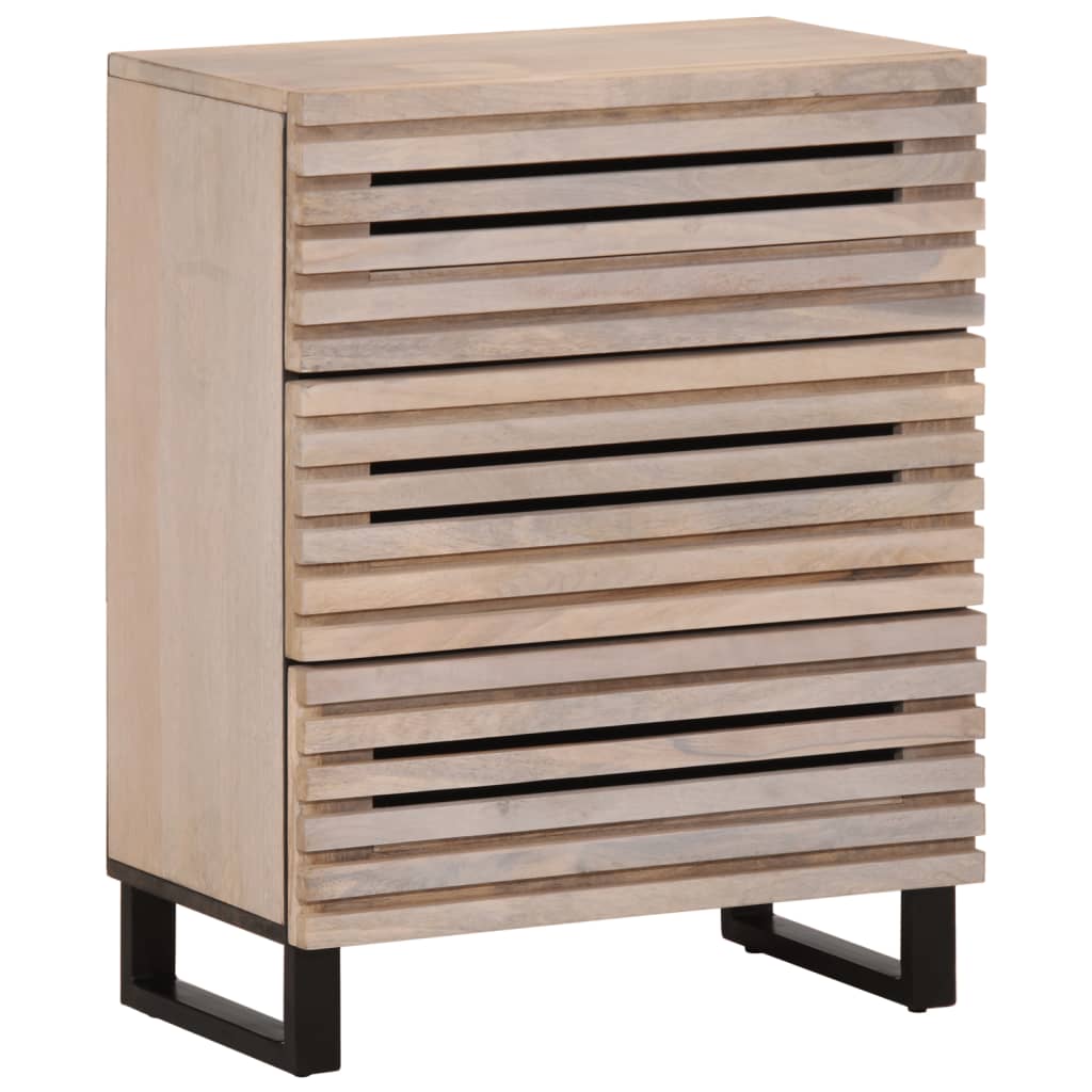 Credenza Bianca 60x34x75 cm in Legno Massello di Mango 377454