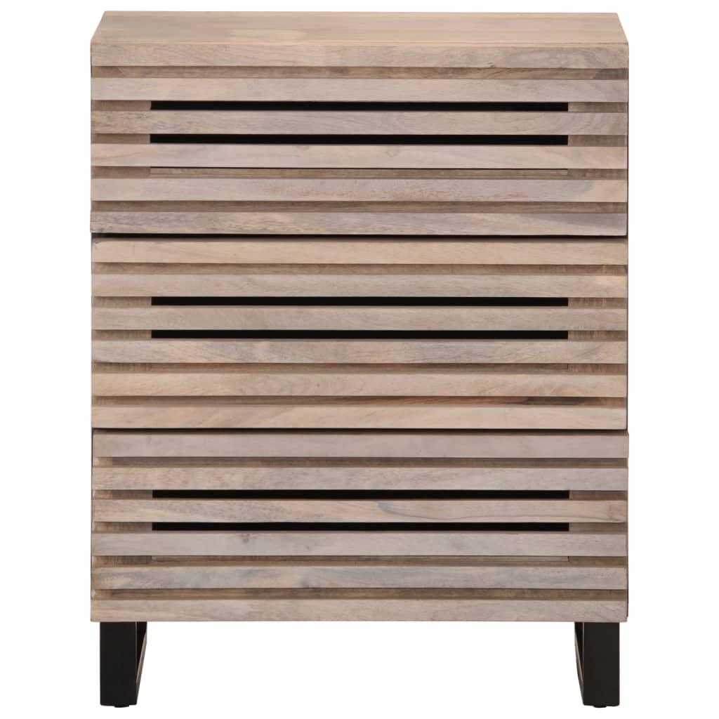 Credenza Bianca 60x34x75 cm in Legno Massello di Mango 377454