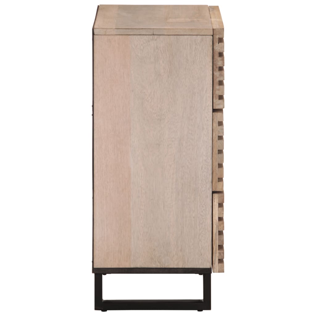 Credenza Bianca 60x34x75 cm in Legno Massello di Mango 377454