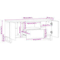 Mobile Porta TV 100x34x46 cm in Massello di Mango Grezzo 377504