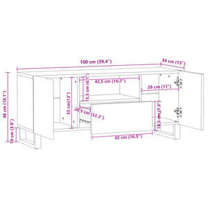 Mobile Porta TV Marrone 100x34x46 cm in Legno di Mango 377506