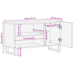 Mobile Porta TV 80x34x46 cm in Legno Massello di Acacia 377510