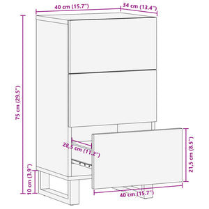 Credenza Marrone 40x34x75 cm in Legno Massello di Mango 377551