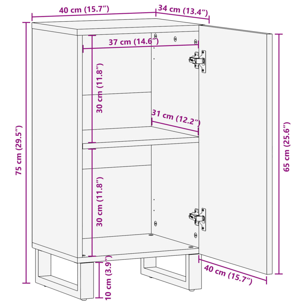 Credenza 40x34x75 cm in Legno Massello di Acacia 377558